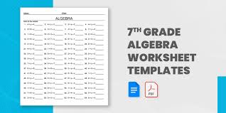 7th Grade Algebra Worksheet Templates