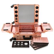 Small Rose Gold Vanity Trolley Professional Makeup Case