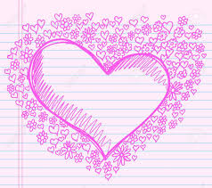 Pink Doodle Sketch Heart And Flower Notebook Design Vector Illustration