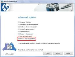 remove hp recovery parion securely