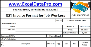 Download Gst Invoice Format For Job Workers In Excel Exceldatapro