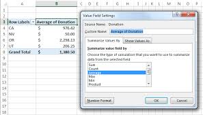 calculate an in an excel pivottable