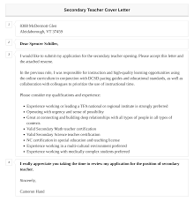 secondary teacher cover letter velvet