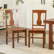 Solid wood dark oak dining chairs, set of 2. Dark Oak Rustic Wood Dining Chairs Set Of 2 Pier 1