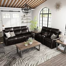 dark brown reclining sofa set