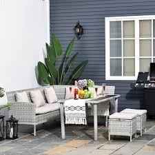Outsunny 6 Seater Rattan Dining Set