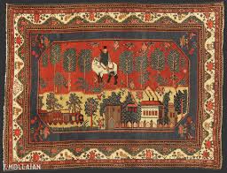 pictorial antique persian mishan rug n