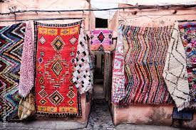 colourful moroccan rugs on display