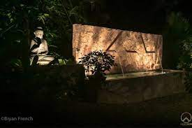 Asian Garden With Wall Fountain