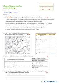 Geografia Klasa 6 Dział 2 - Środowisko geograficzne i ludność Europy AA worksheet