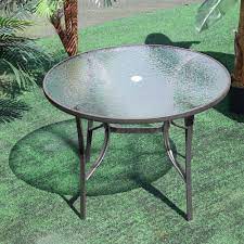 Round Tempered Glass Table Garden Patio