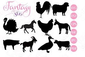Farm Animals Silhouettes Svg Graphic By Fantasy Svg Creative Fabrica Silhouette Svg Animal Silhouette Farm Animals