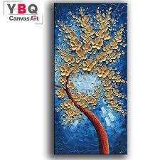 Large Contemporary Art Vertical Gold