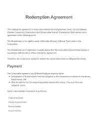 stock redemption agreement template