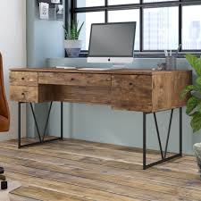 Homecho writing computer desk wooden desktop study table vintage laptop standing desk with storage drawers and shelves wood and metal frame for home office brown. Industrial Desks Free Shipping Over 35 Wayfair