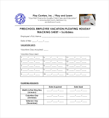 Vacation Tracking Template 9 Free Word Excel Pdf Documents