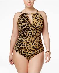 Lauren Ralph Lauren Plus Size Tummy Control Leopard Print