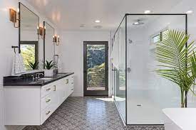 a shower pan on a slab floor