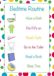 Bed Time Routines English Poster Morning Routine Kids