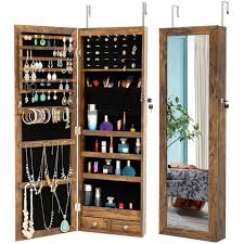 Mirror Jewelry Cabinet Armoire Lockable