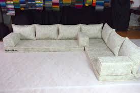 L Shaped Floor Seating Sofa Gray Beige