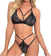 Amazon.com: Lace Sexy Lingerie for Women Role Play Strap Matching Bralette  Bra and Panty Set Slutty Bikini Cheeky Underwear Roleplay Bodysuit Lingerie  Lace Trim Slutty Pajamas Set #j Black : Sports &