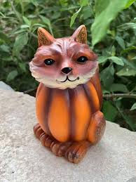 1pc Fox Resin Statue Cute Rustic