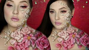 flower body paint makeup tutorial