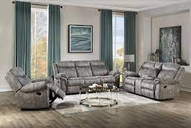 55025 zubaida gray reclining sofa set