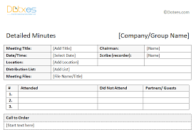 Sample Of Minutes Of Meeting Descriptive Format Dotxes