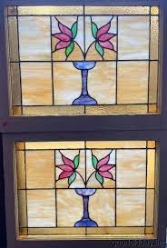 2 Antique Stained Leaded Glass Windows