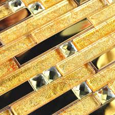 Gold Glass And Metal Backsplash Tile