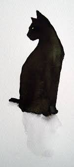 Black Cat Art Watercolor Cat