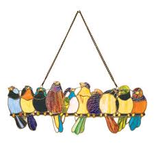 Birds On A Wire Stained Glass Hanging