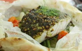 parchment baked barramundi with almond