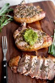 grilled thick cut pork chops from