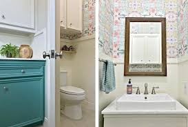 decorate small bathroom wallpaper blue