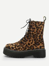 Leopard Print Lace Up Boots