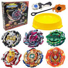 Bộ 6 Con quay BeyBlade + 2 Tay phóng + Sàn đấu - Con quay vòng xoay thần  tốc