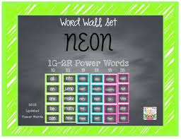 Word Wall Set 1g 2r Power Words Neon Classroom Word Wall