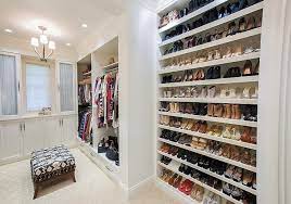 Full Wall Shoe Shelves Transitional
