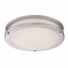 11.8-inch 120-Watt Equivalent Brushed Nickel Integrated LED Low-Profile Flush Mount with Frosted White Glass Shade HB1023C-35 Hampton Bay