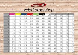 Velodrome Shop Track Cycling Gear Chart