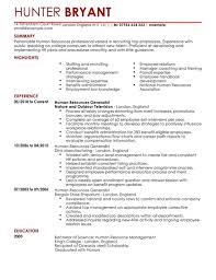 Resume CV Sample Format   Human Resources HR  Work Experience     CV Plaza