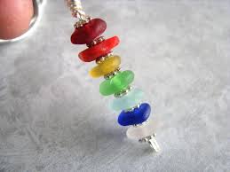 Chakra Rainbow Sea Glass Pendant