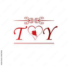 ty love initial with red heart and rose
