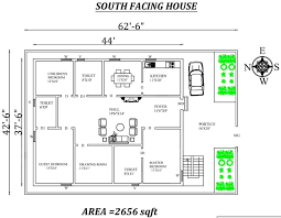 3bhk South Facing House Plan