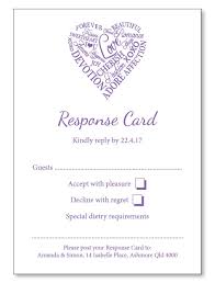 Words Of Love Wedding Rsvp Cards Custom Printed Wedding