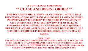 firework ordinance safety city of