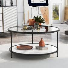 Round Glass Coffee Table With Storage